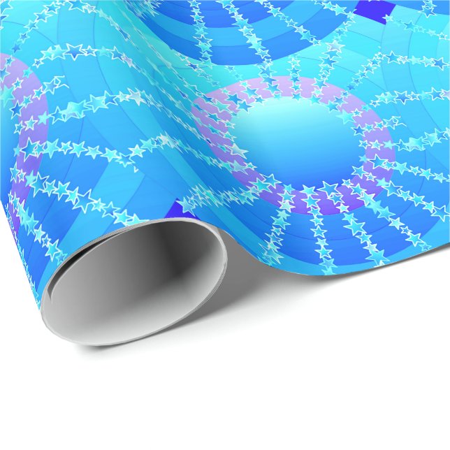Mandala with Stars - turquoise satin gradient Wrapping Paper (Roll Corner)