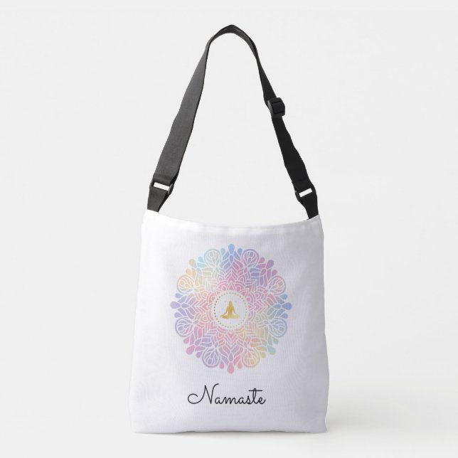*~* Mandala Women Meditation Energy Pastel Rainbow Crossbody Bag (Front)