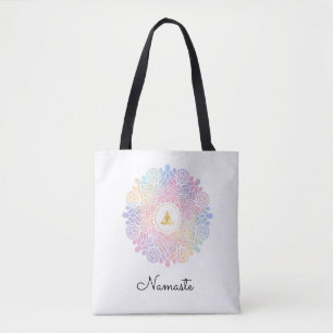 *~* Mandala Women Meditation Energy Pastel Rainbow Tote Bag