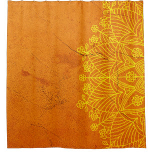 Mandala yellow background design shower curtain