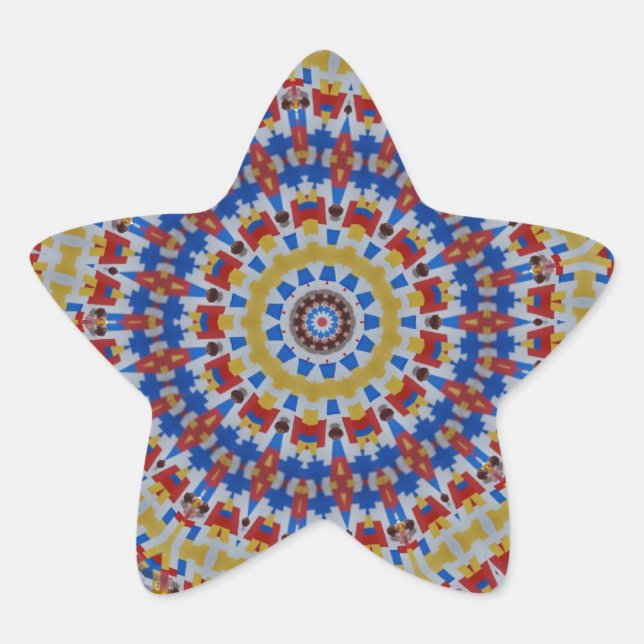Mandala yellow blue star sticker (Front)