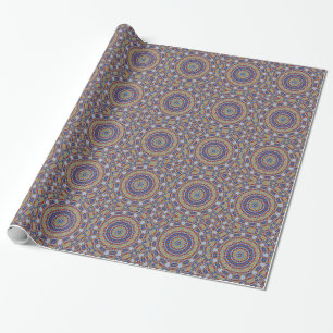 Mandala yellow blue wrapping paper