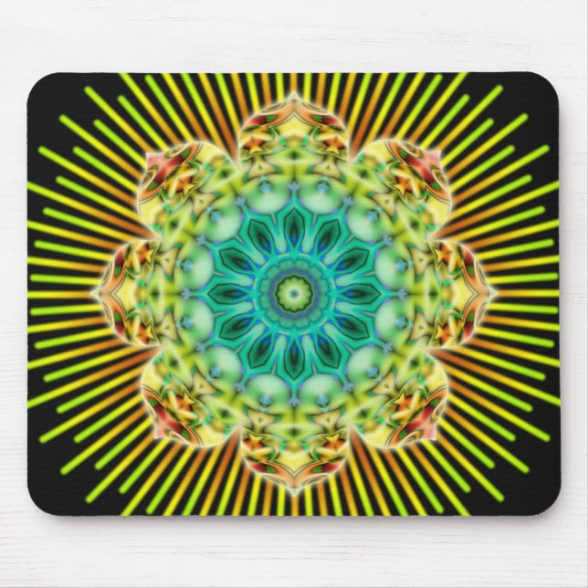 Mandala yellow green | black mouse mat (Front)