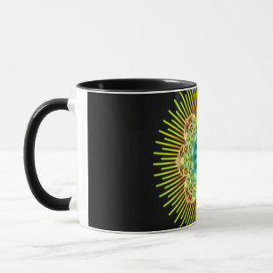 Mandala yellow green black mug