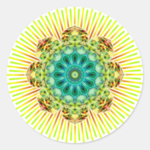 Mandala yellow green   make your own background classic round sticker