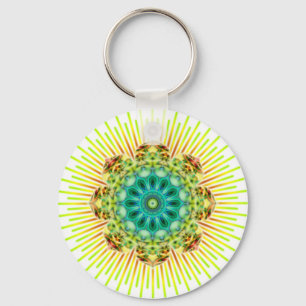 Mandala yellow green make your own background key ring