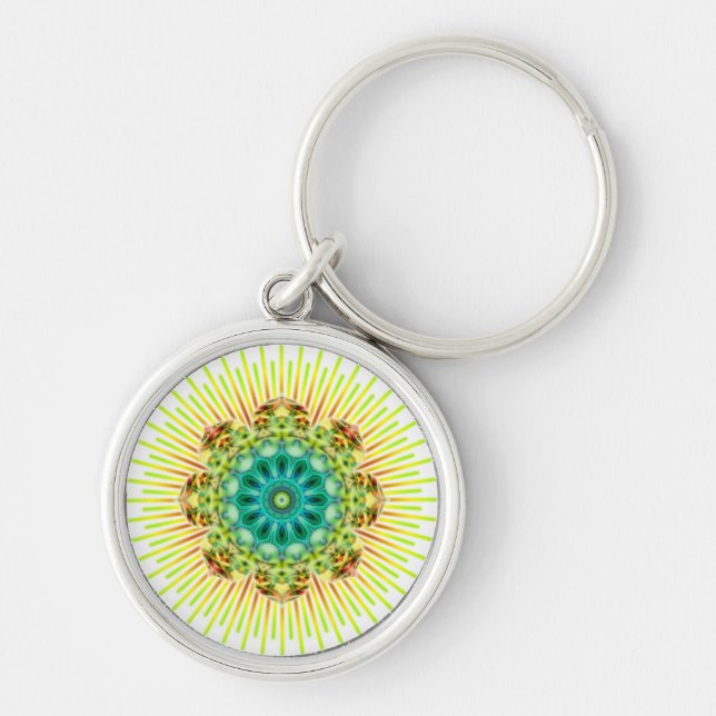 Mandala yellow green | make your own background key ring (Front)