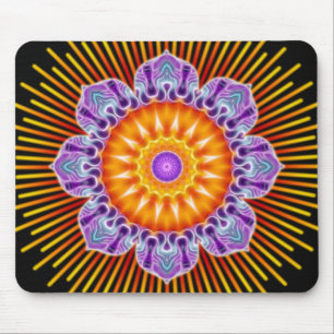 Mandala yellow violet black mouse mat