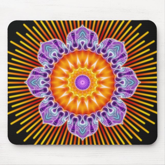 Mandala yellow violet black mouse mat (Front)