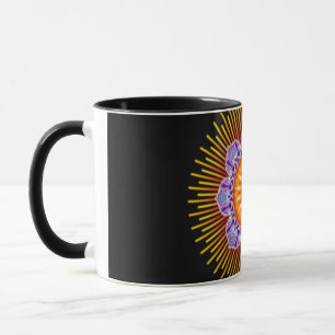 Mandala yellow violet black mug
