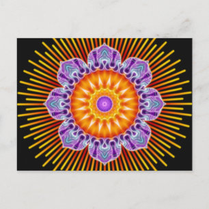 Mandala yellow violet black postcard