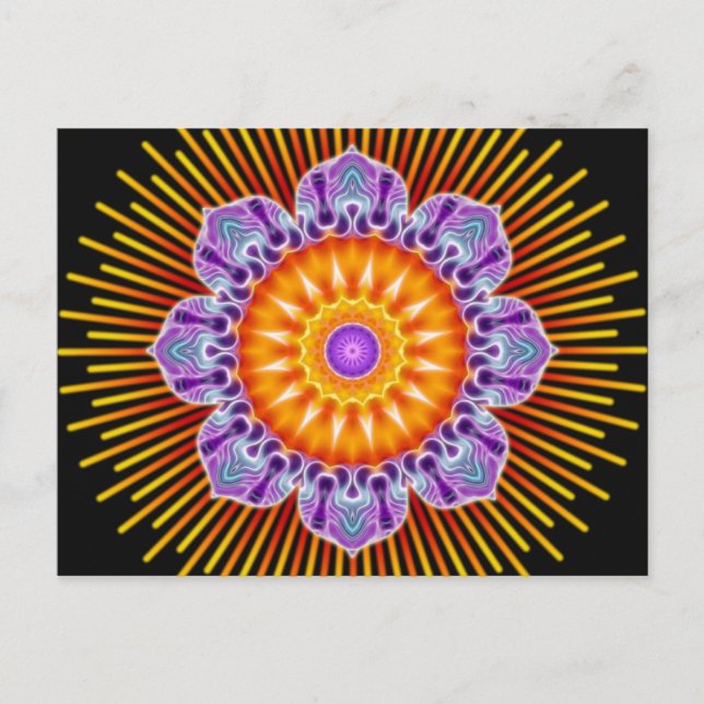 Mandala yellow violet black postcard (Front)