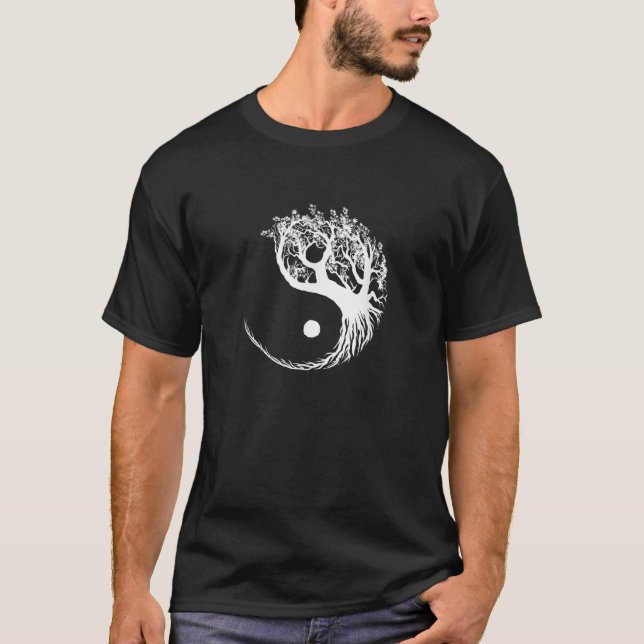 Mandala Yin Yang Bonsai Tree Funny Hippie Gift For T-Shirt (Front)