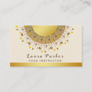 Mandala Yoga Instructor Classic  Lotus Floral Gold Business Card