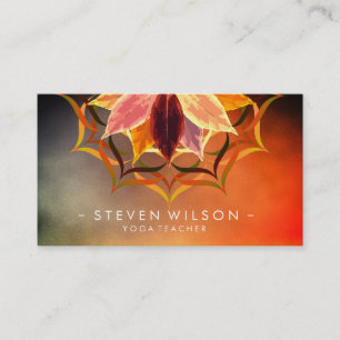 Mandala Yoga Lotus Red Meditation Watercolor Business Card