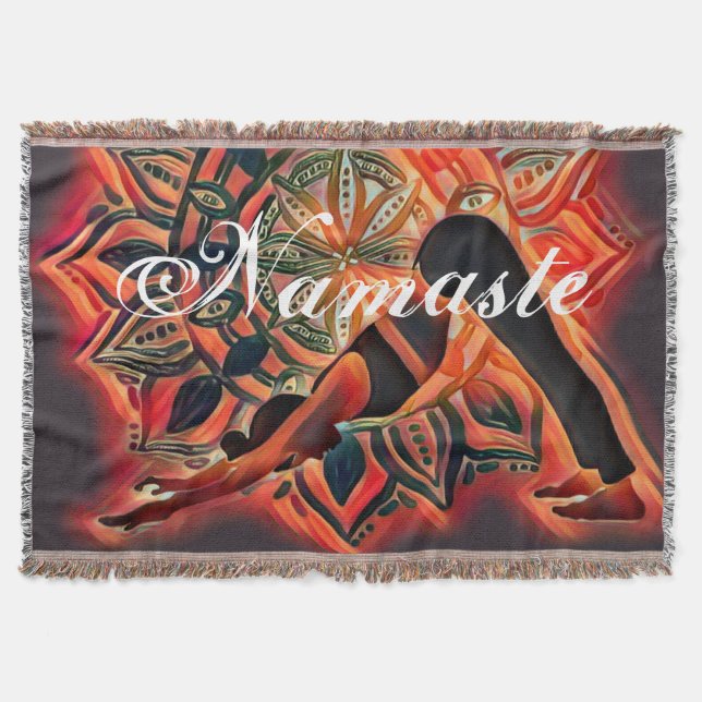 Mandala Yoga Meditation Namaste Spiritual Throw Blanket (Front)