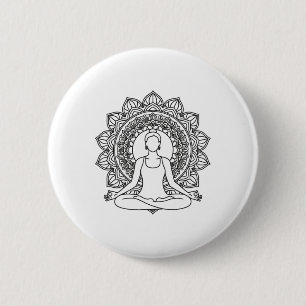 Mandala Yoga Meditation Pose Mindfulness Design  6 Cm Round Badge