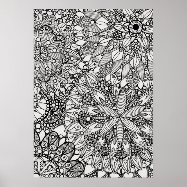 Mandala Zen Pattern Lineart Poster Print (Front)