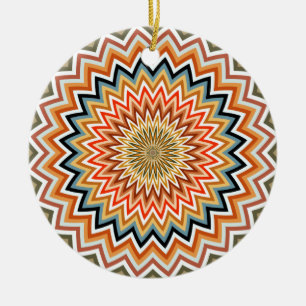 Mandala Zigzag Pattern Ceramic Tree Decoration