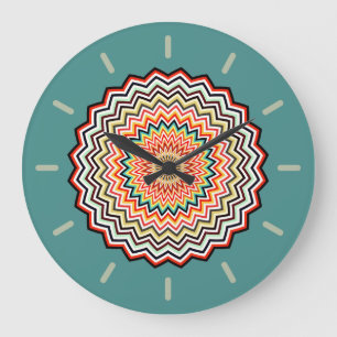 Mandala Zigzag Pattern Large Clock