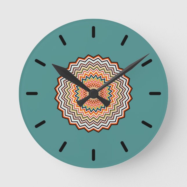 Mandala Zigzag Pattern Round Clock (Front)