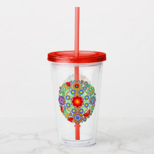 Mandalas & Exotic Fruits Pattern Acrylic Tumbler
