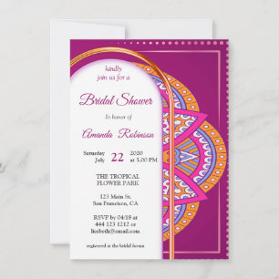 Mandalas in Cerise Pink, Blue & Orange Invitation