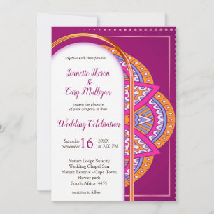 Mandalas in Cerise Pink, Blue & Orange Invitation