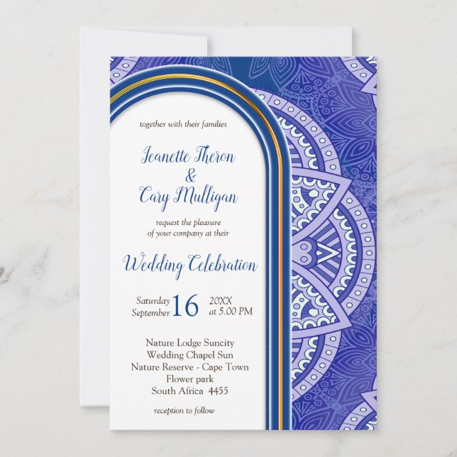 Mandalas in mix Dutch Blue& Pale Violet Invitation (Front)