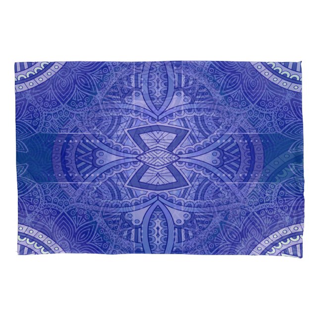 Mandalas in mixed Dutch blue repeat patterns Pillowcase (Front)