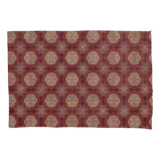 Mandalas in mixed Maroon repeat patterns Pillowcase (Front)