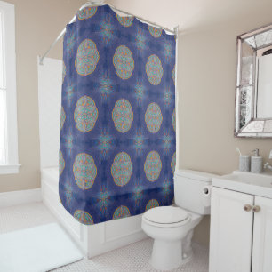 Mandalas in mixed Navy Blue repeat patterns Shower Curtain