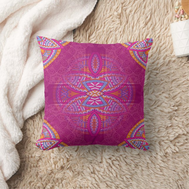 Mandalas in mixed Pink repeat patterns Cushion (Blanket)