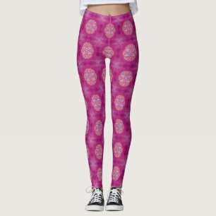 Mandalas in mixed Pink repeat patterns Leggings