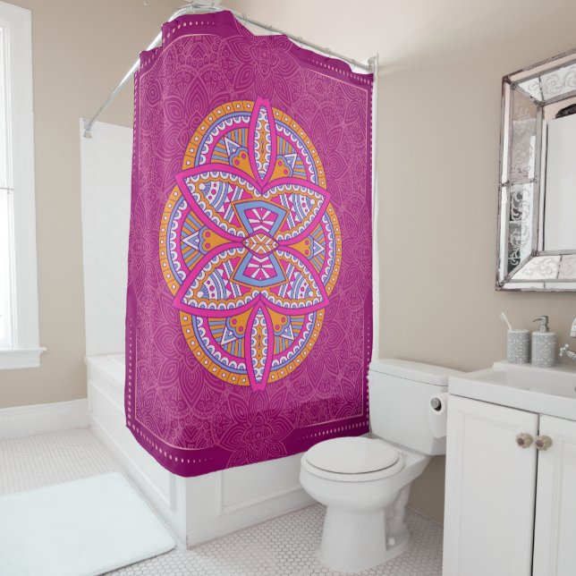Mandalas in mixed Pink repeat patterns Shower Curtain (In Situ)