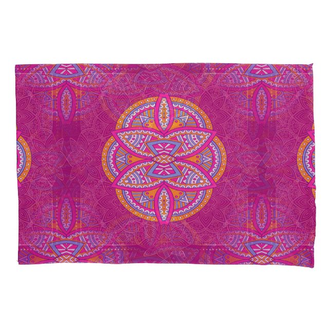 Mandalas in mixed Pinks repeat patterns Pillowcase (Front)