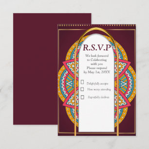Mandalas on a Maroon background RSVP Card