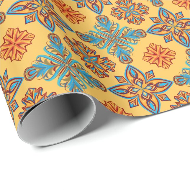 Mandalas on amber yellow wrapping paper (Roll Corner)