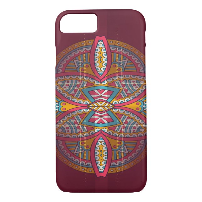 Mandalas on Maroon repeat design Case-Mate iPhone Case (Back)