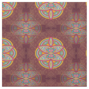 Mandalas on Maroon repeat patterns Fabric