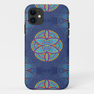 Mandalas on Navy Blue repeat design iPhone 11 Case