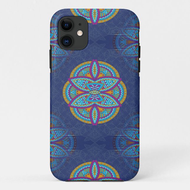 Mandalas on Navy Blue repeat design Case-Mate iPhone Case (Back)