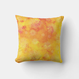 Mandalas on Yellow and Red Stains Background Cushion