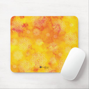 Mandalas on Yellow and Red Stains Background Mouse Mat