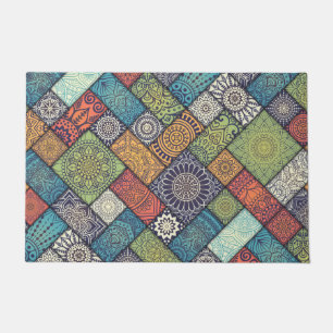 Mandalas squares rectangles muted colours doormat