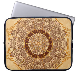 Mandalas, zodiac, ornate, vintage circle. laptop sleeve