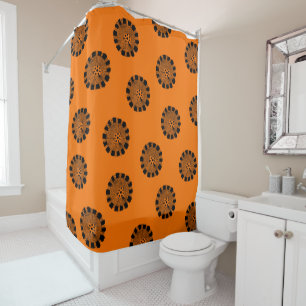 Mandarin Dreams Orange and Black Pattern Shower Curtain