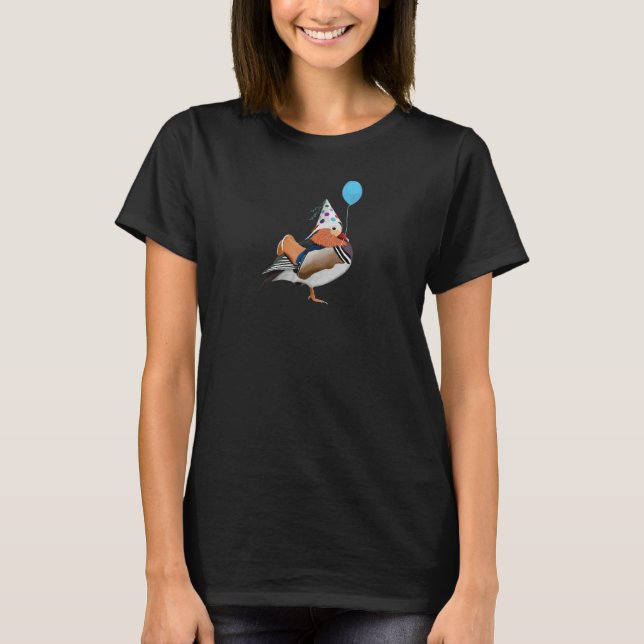 Mandarin Duck Bird Party Birdwatcher Animal Biolog T-Shirt (Front)