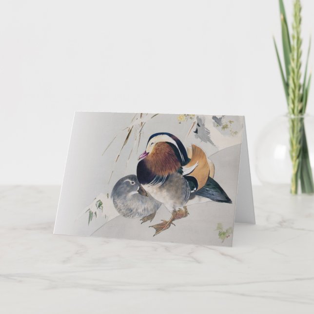 Mandarin Duck Couple, Watanabe Seitei Card (Front)