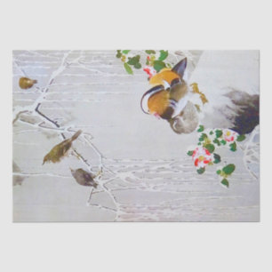 Mandarin Duck in Snow Scene, Watanabe Seitei Tissue Paper